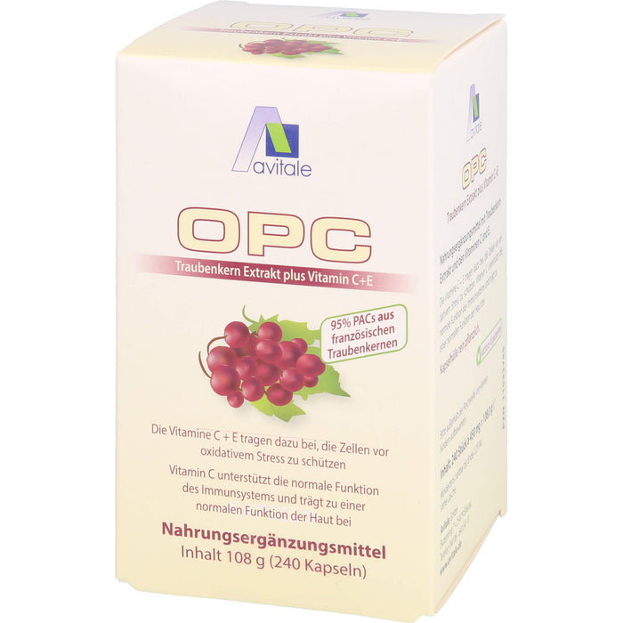 Avitale OPC Traubenkern Extrakt plus Vitamin C+E Kapseln, 240 pc Capsules