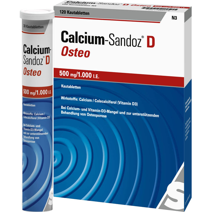 Calcium-Sandoz D Osteo 500 mg/1.000 I.E. Kautabletten, 120 St. Tabletten