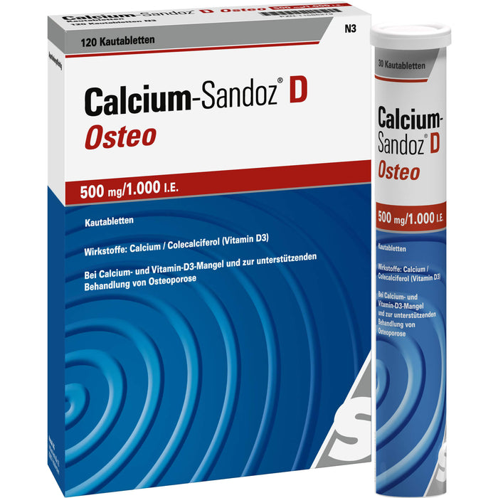 Calcium-Sandoz D Osteo 500 mg/1.000 I.E. Kautabletten, 120 pcs. Tablets