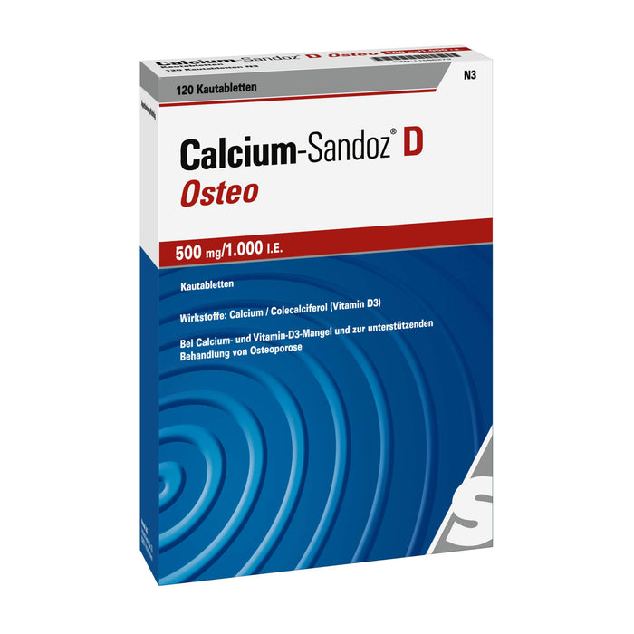 Calcium-Sandoz D Osteo 500 mg/1.000 I.E. Kautabletten, 120 pcs. Tablets