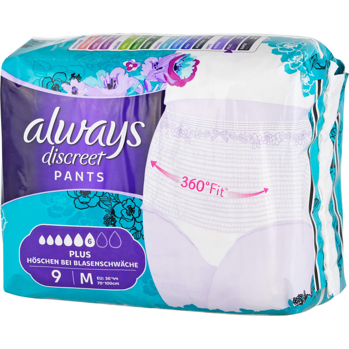 always Discreet Inkontinenzhöschen Pants Plus M bei Blasenschwäche, 9 pcs. Pack