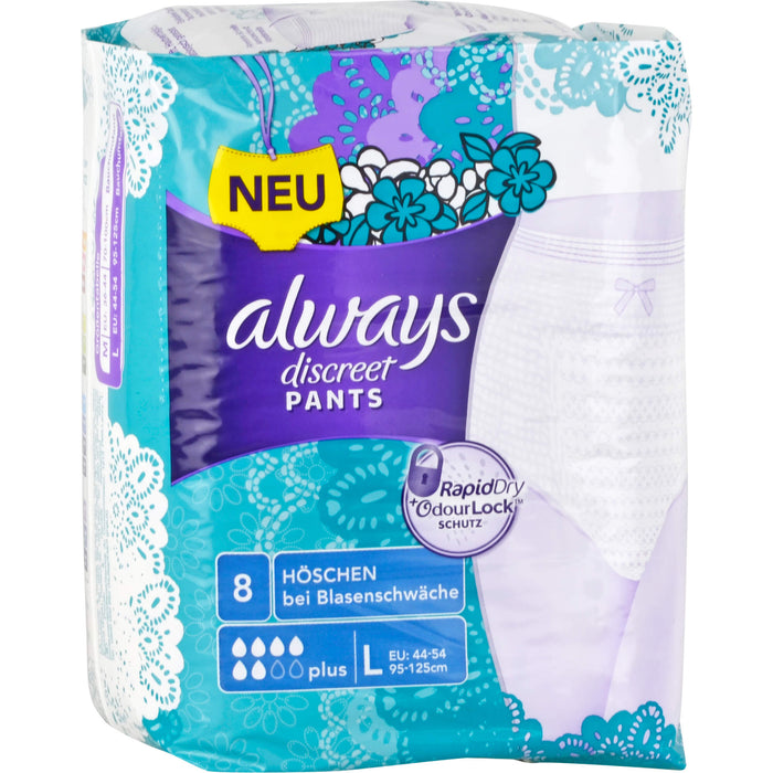 always Discreet Inkontinenz Pants Plus L Größe 44-54, 8 pc Paquet