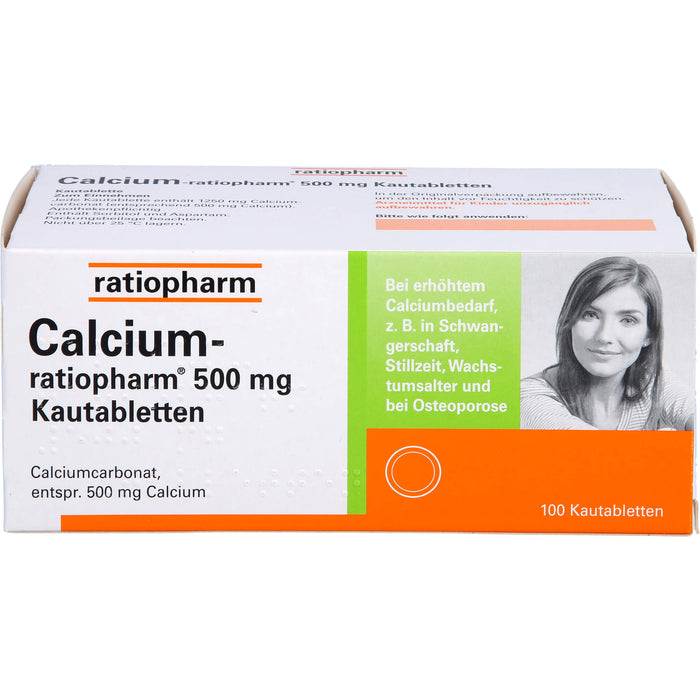 Calcium-ratiopharm 500 mg Kautabletten, 100 St. Tabletten