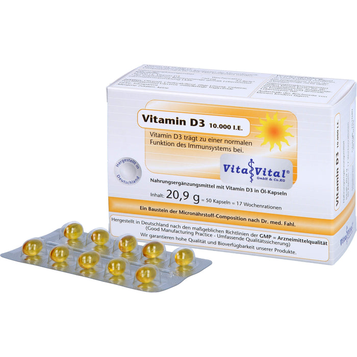 Vita Vital Vitamin D3 10,000 i.E. Kapseln, 50 pcs. Capsules