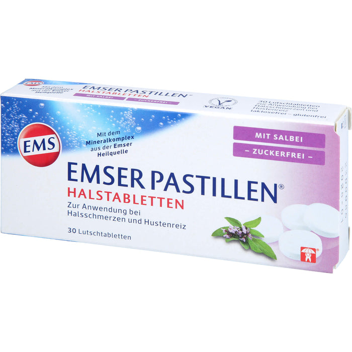 EMSER Pastillen Halstabletten mit Salbei zuckerfrei, 30 pc Tablettes