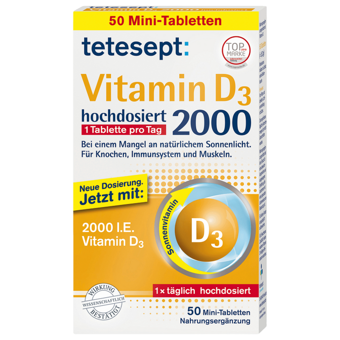 tetesept 2000 I.E. Vitamin D3 Tabletten, 50 pc Tablettes