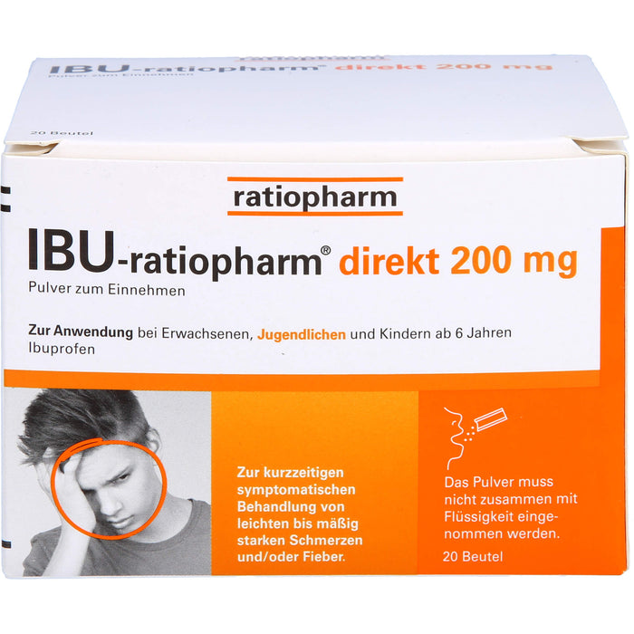 IBU-ratiopharm direkt 200 mg Pulver zum Einnehmen, 20 pcs. Sachets