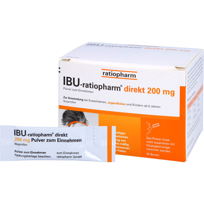 IBU-ratiopharm direkt 200 mg Pulver zum Einnehmen, 20 St. Beutel