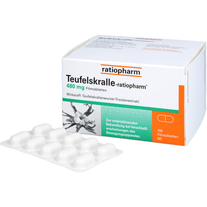 Teufelskralle-ratiopharm Filmtabletten bei Verschleißerscheinungen des Bewegungsapparates, 100 pcs. Tablets