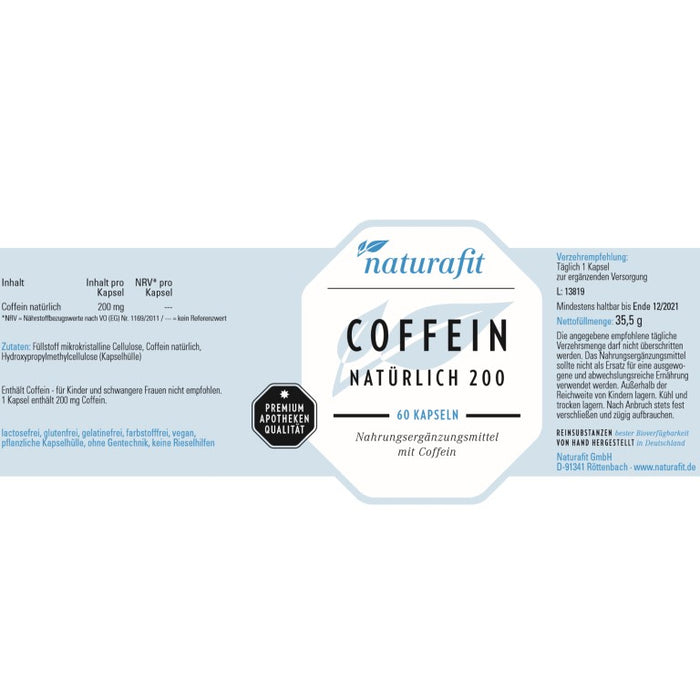 naturafit Coffein natürlich Kapseln, 60 pcs. Capsules