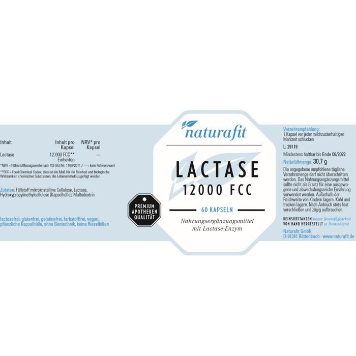 naturafit Lactase 12000 FCC Kapseln, 60 pcs. Capsules