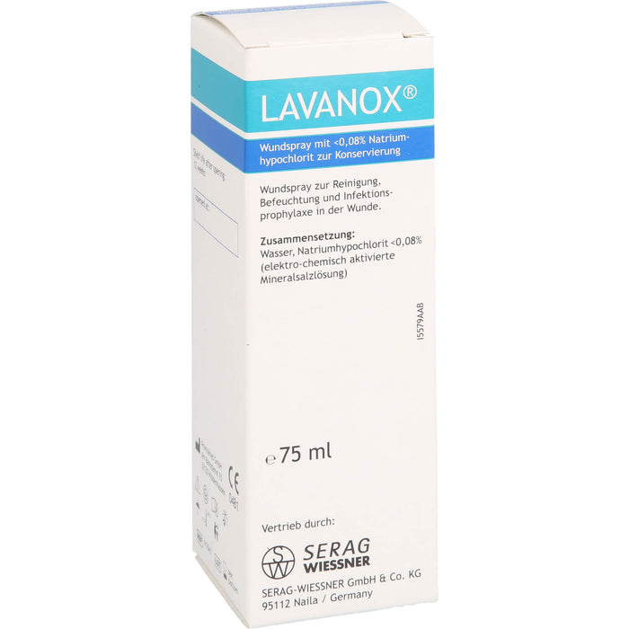 LAVANOX Wundspray zur Reinigung, Befeuchtung und Infektionsprophylaxe in der Wunde, 75 ml Solution