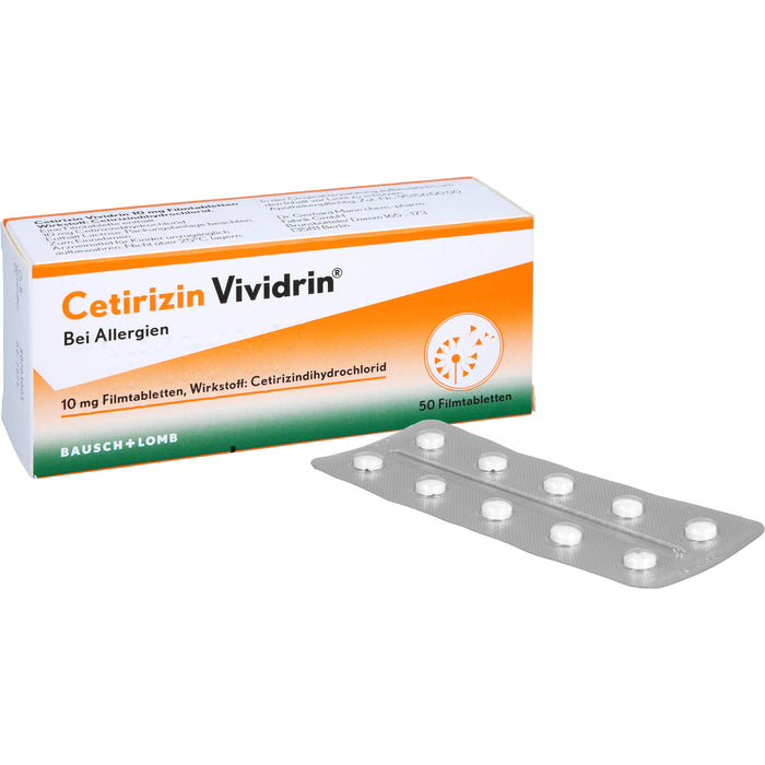 Cetirizin Vividrin 10 mg Filmtabletten bei Allergien, 50 pc Tablettes