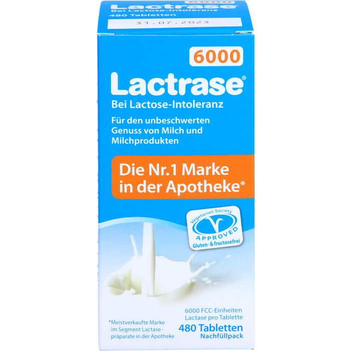 Lactrase 6000 bei Lactose-Intoleranz Tabletten Nachfüllpack, 480 St. Tabletten