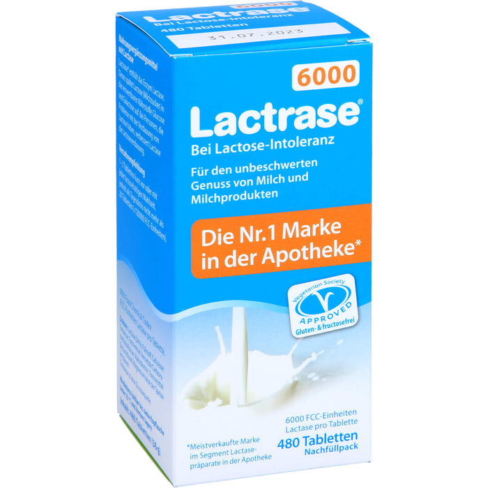 Lactrase 6000 bei Lactose-Intoleranz Tabletten Nachfüllpack, 480 pcs. Tablets