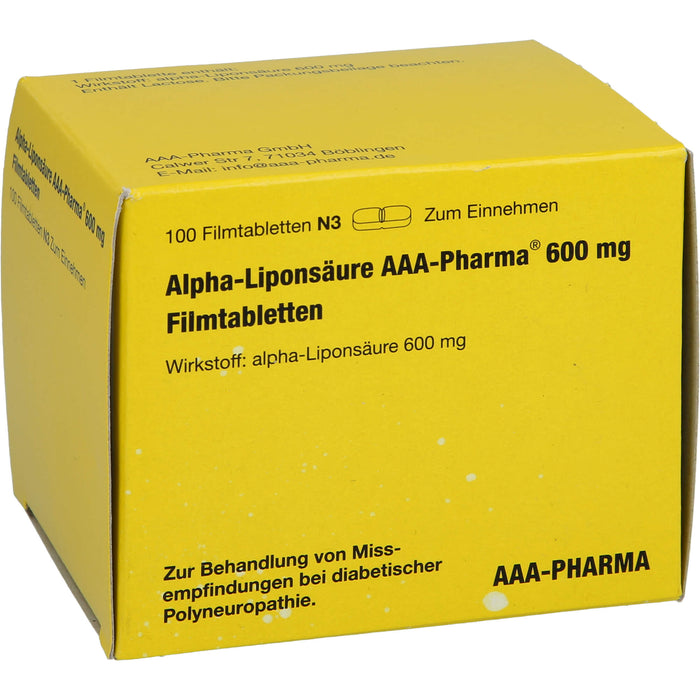 Alpha-Liponsäure AAA-Pharma 600 mg Filmtabletten, 100 pc Tablettes