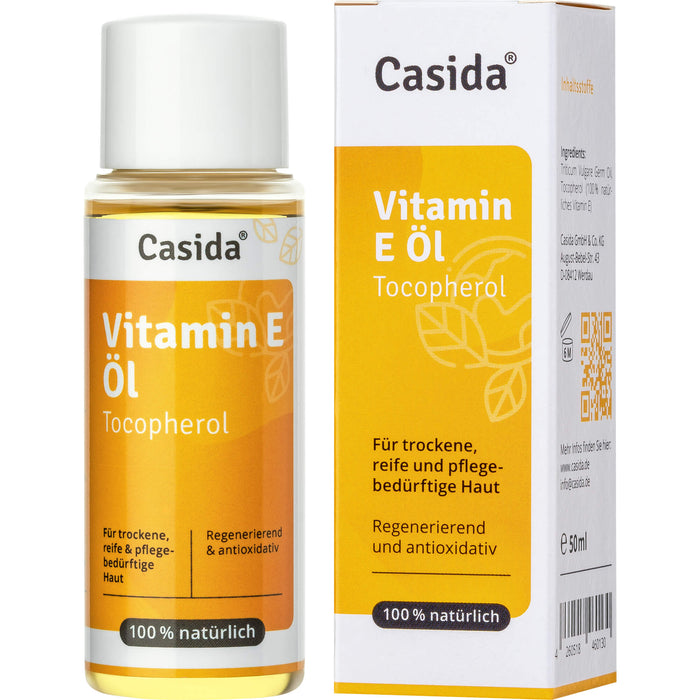 Casida Vitamin E Öl Tocopherol natürlich für trockene, reife und pflegebedürftige Haut, 50 ml Huile