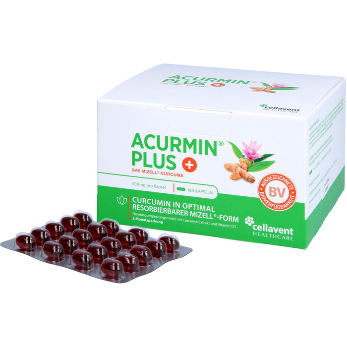 ACURMIN Plus Mizell-Curcuma Kapseln, 180 pcs. Capsules