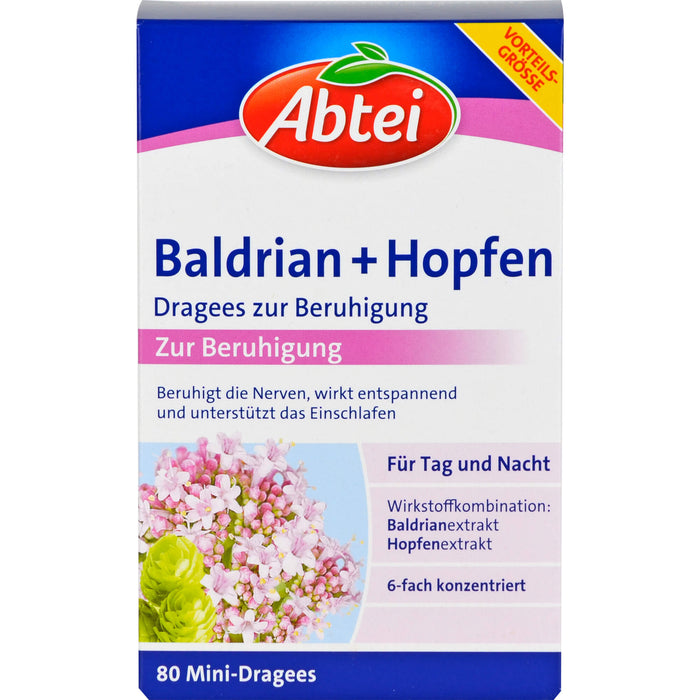 Abtei Baldrian + Hopfen Dragees, 80 St. Tabletten