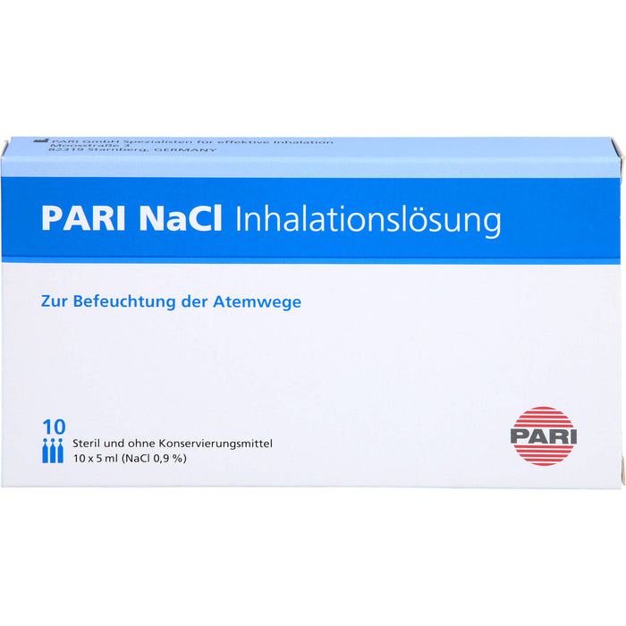 PARI NaCl Inhalationslösung zur Befeuchtung der Atemwege, 10 pc Ampoules