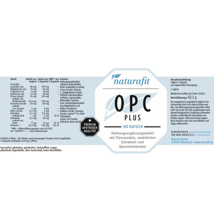 naturafit OPC Plus Kapseln, 180 pcs. Capsules