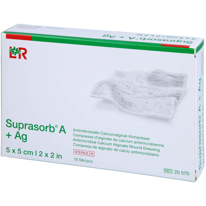 SUPRASORB A+Ag Antimik.Cal.Alginat Kompr.5x5cm, 10 St KOM