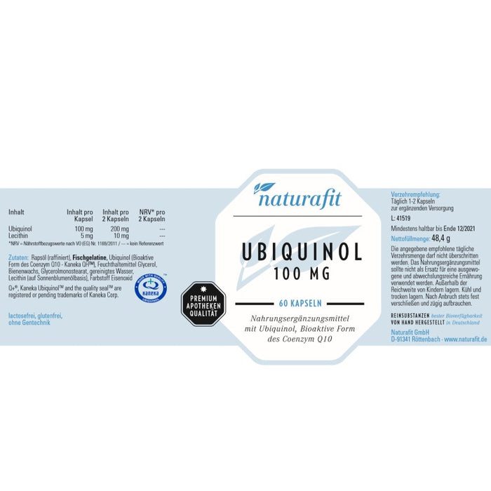 naturafit Ubiquinol 100 mg Kapseln, 60 St. Kapseln