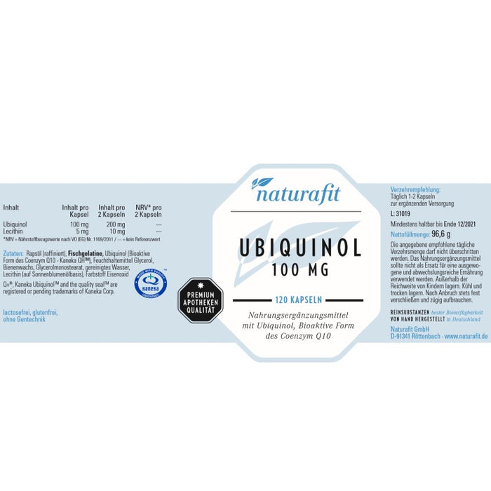 naturafit Ubiquinol 100 mg Kapseln, 120 St. Kapseln