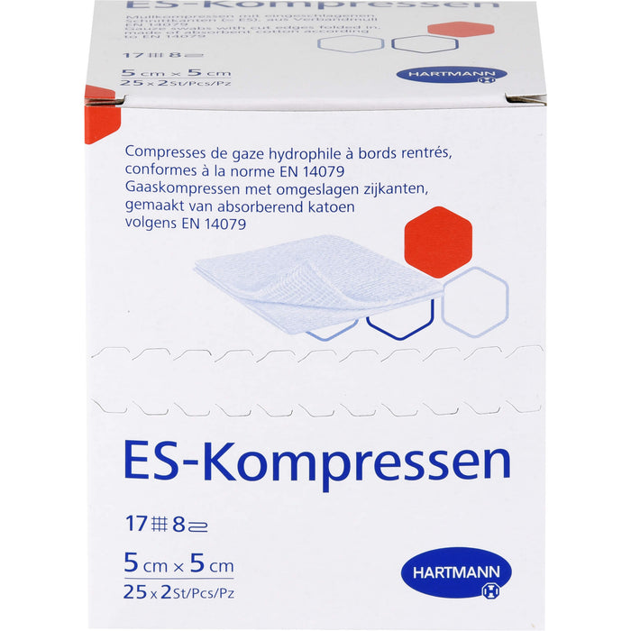 ES-KOMPRESSEN steril 5x5 cm 8fach, 50 pcs. Compresses