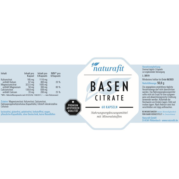 naturafit Basencitrate Kapseln, 60 pcs. Capsules