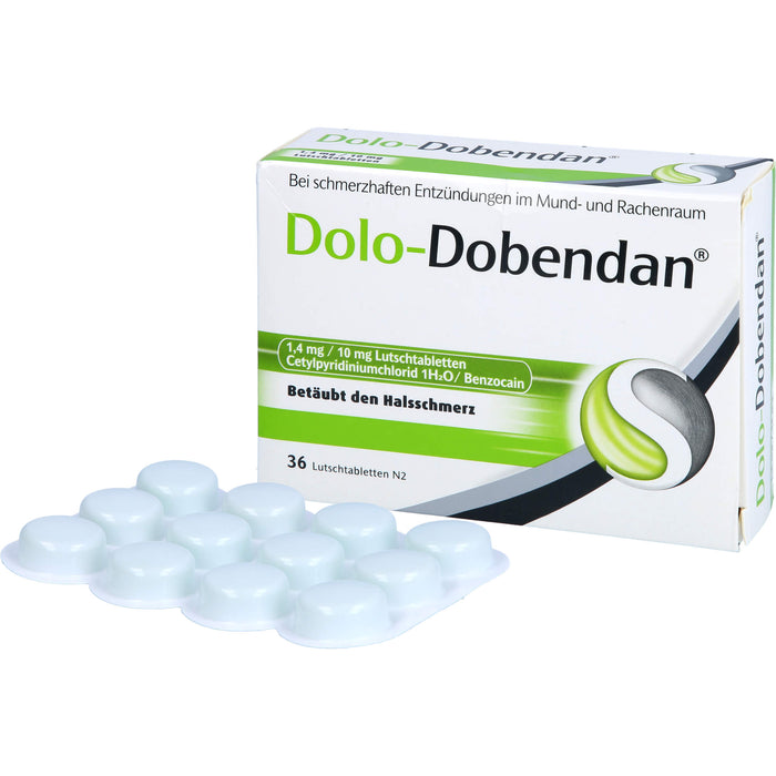 DOLO-DOBENDAN Lutschtabletten bei starken Halsschmerzen mit betäubender Wirkung, 36 pcs. Tablets