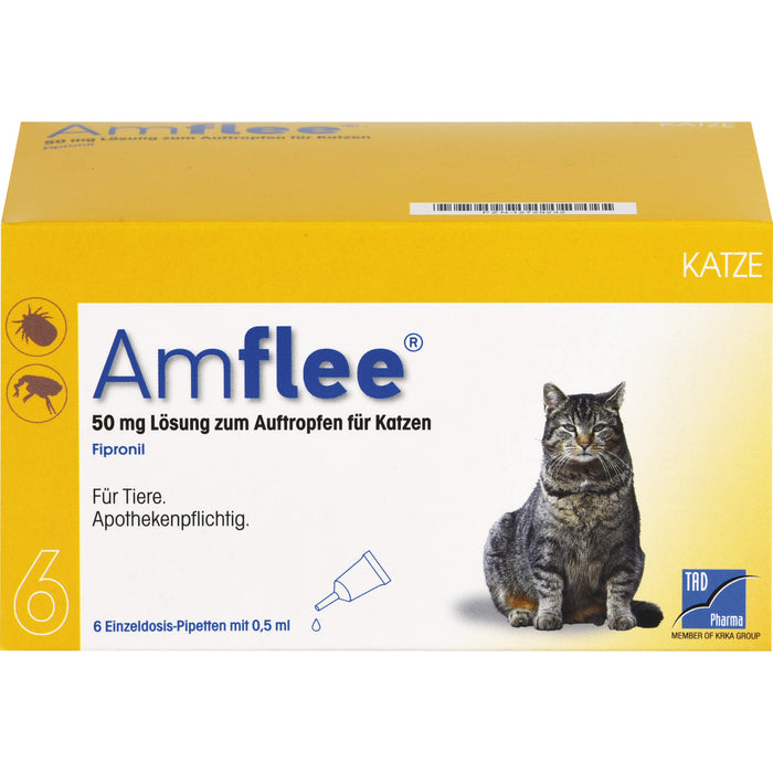 Amflee 50 mg Lösung zum Auftropfen für Katzen, 6 pc Ampoules