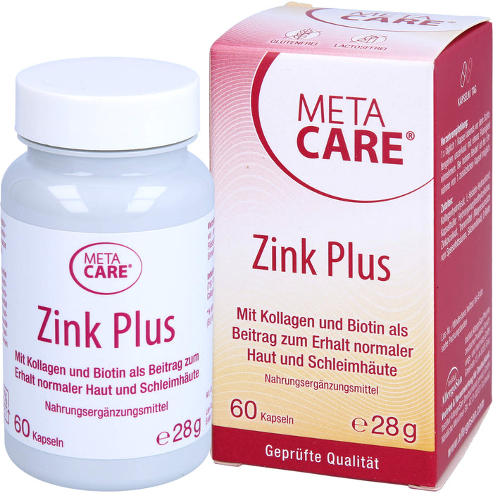 Meta Care Zink+ Kapseln zum Erhalt normaler Haur und Schleimhäute, 60 St. Kapseln