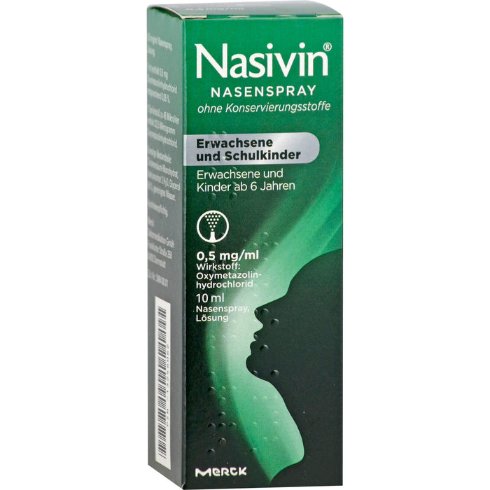 Nasivin Nasenspray ohne Konservierungsstoffe für Erwachsene und Schulkinder, 10 ml Solution