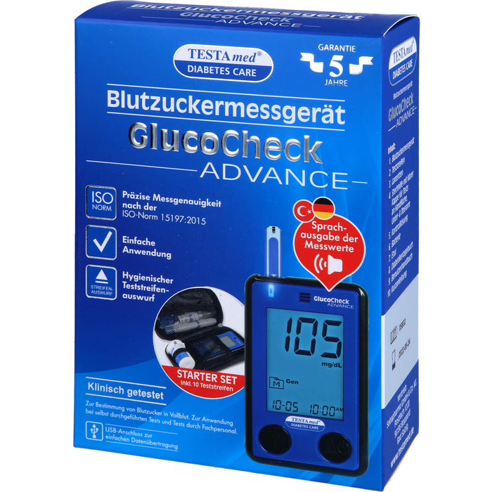 TESTAmed GlucoCheck Advance Blutzuckermessgerät, 1 pcs. Device