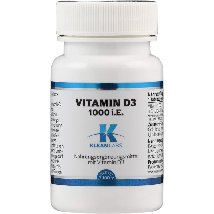 Vitamin D 1000 i.E. KLEAN LABS, 100 St TAB