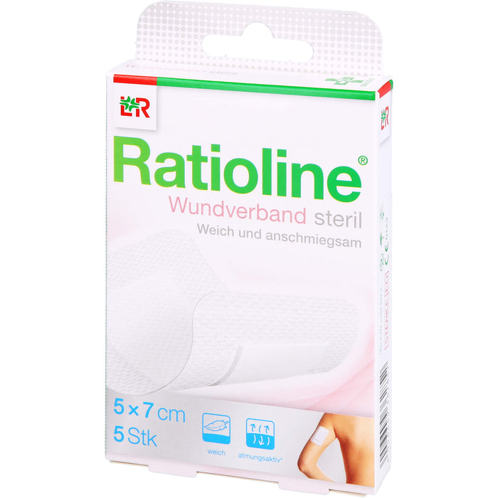 Ratioline Wundverband 7x5 cm steril, 5 pc Pansements