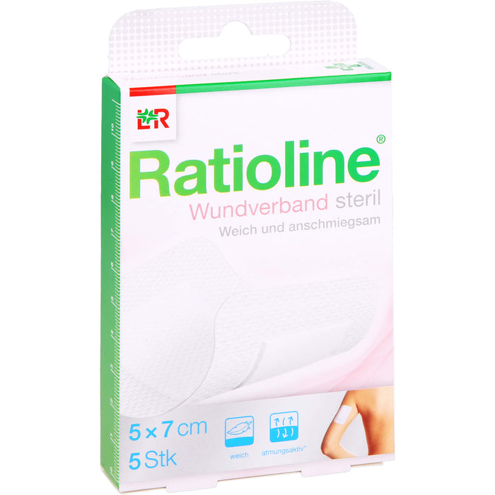 Ratioline Wundverband 7x5 cm steril, 5 pc Pansements