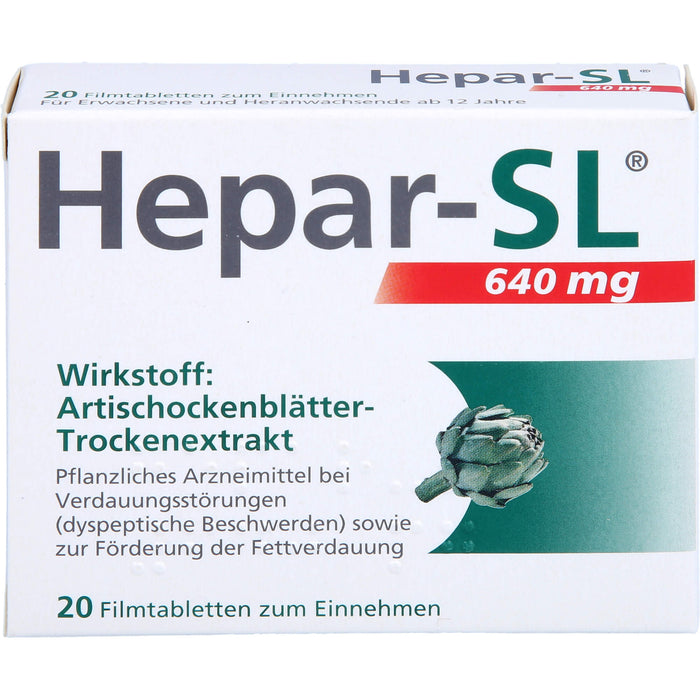 Hepar-SL 640 mg Filmtabletten bei Verdauungsstörungen, 20 St. Tabletten