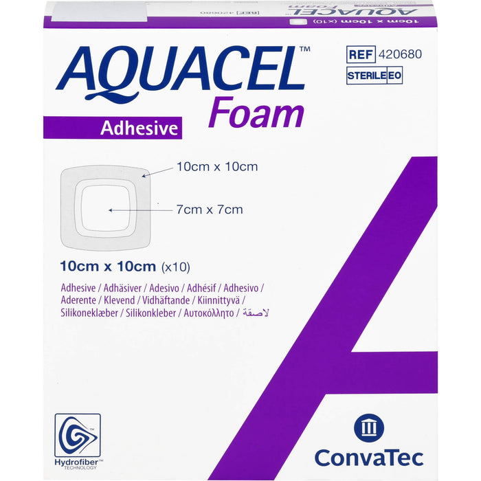 AQUACEL Foam adhäsiv 10x10 cm Verband, 10 St VER