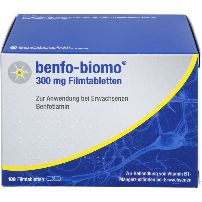 Benfo-biomo 300 mg Filmtabletten bei Vitamin B1-Mangelzuständen, 100 pcs. Tablets