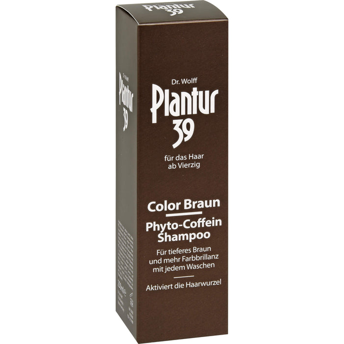 Plantur 39 Color Braun Phyto-Coffein-Shampoo für tieferes Braun und mehr Farbbrillanz mit jedem Waschen, 250 ml Shampoing