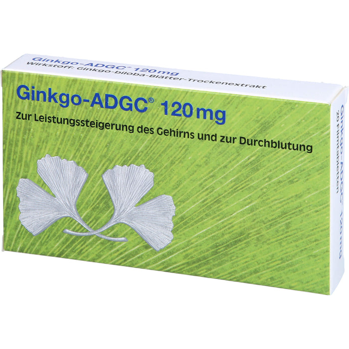 Ginkgo-ADGC 120 mg Filmtabletten zur Leistungssteigerung des Gehirns und zur Durchblutung, 20 pcs. Tablets