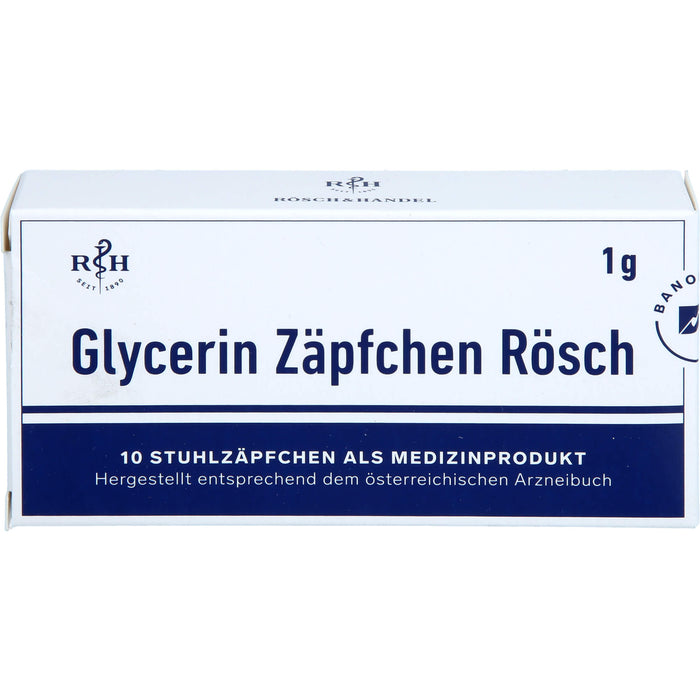 Glycerin Zäpfchen Rösch 1 g gegen Verstopfung, 10 pc Suppositoires