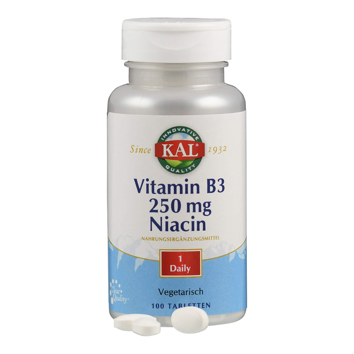 KAL Vitamin B3 Niacin 250 mg Tabletten, 100 pcs. Tablets