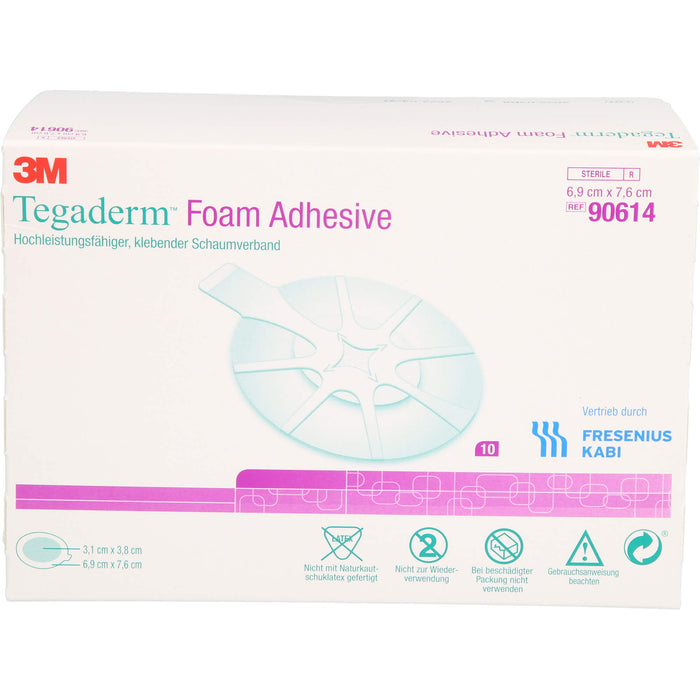 Tegaderm Foam Adhesive 6,9x7,6 cm oval 90614, 10 St VER