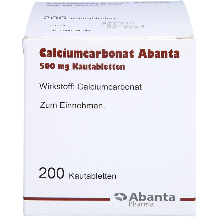 Calciumcarbonat Abanta 500 mg Kautabletten, 200 St. Tabletten