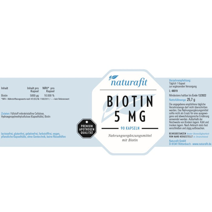 naturafit Biotin 5 mg Kapseln, 90 pcs. Capsules