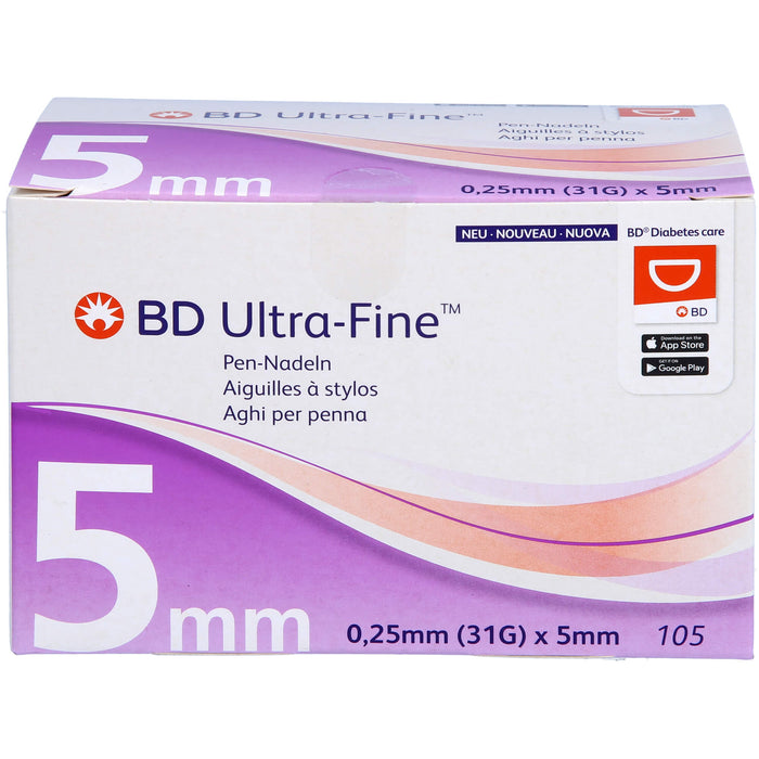 BD Ultra-Fine 5 mm 31 G Pen-Nadeln, 105 pcs. Cannulas