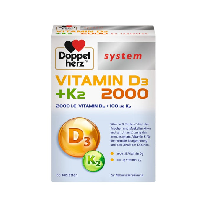 Doppelherz system Vitamin D3 + K2 2000 Tabletten, 60 St. Tabletten